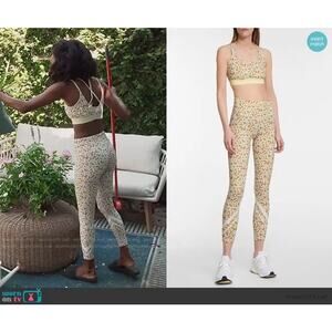 Tory Burch Floral Print Leggings - Green & White - Size L